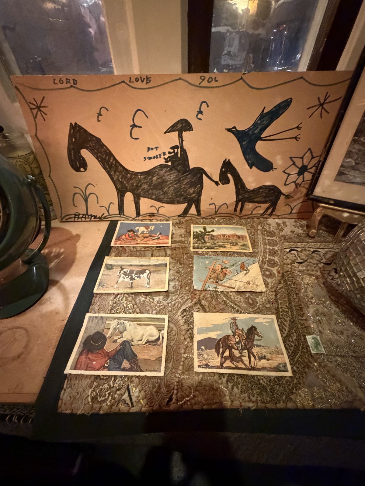Vintage western postcards and folk art